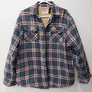 Wrangler Five Star Premium Brushed Flannel Shirt Jacket Sherpa Lining Men's M